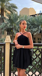 Ärmelloses Casual Sling Kleid Strand Einteiler Neckholder Schwarz Kurzes Homecoming Kleid Partykleid Y7108