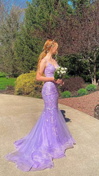 Sexy Lavendel Meerjungfrau Ballkleid mit Schleppe Lavendel Abendkleid Y5866