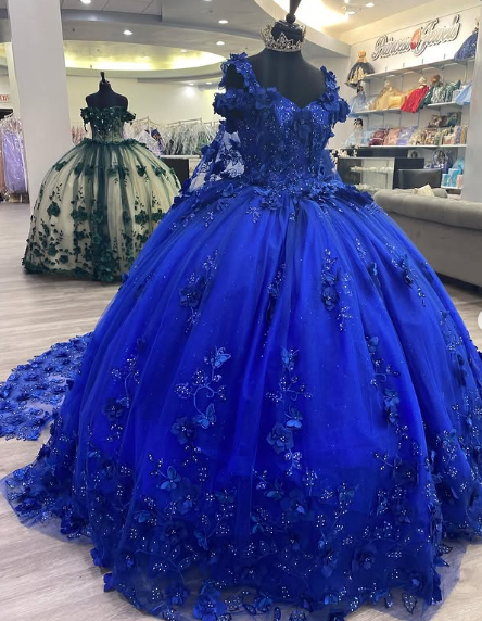 Vestido de quinceañera azul real con cola, estilo princesa, para fiesta de graduación y noche, largo, Y2479