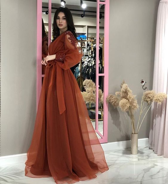 Modisches A-Linien-Abendkleid aus Tüll, langes Ballkleid Y5563