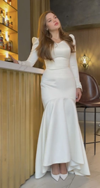 Elegantes weißes Meerjungfrau-Brautkleid, weißes Verlobungskleid Y5542