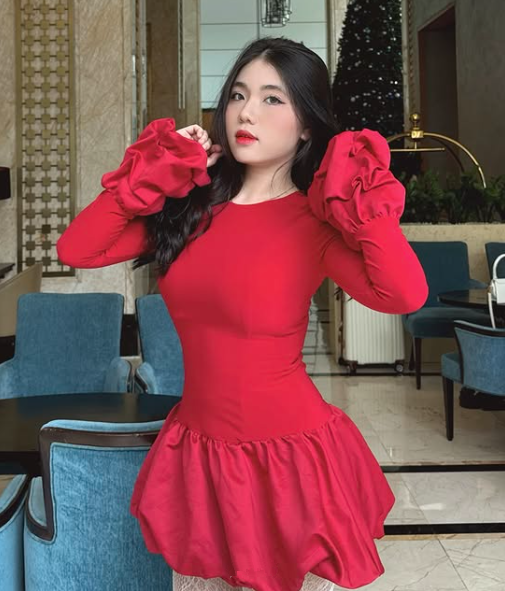 Rotes A-Linien-Cocktailkleid mit langen Ärmeln, elegantes Homecoming-Kleid Y8103