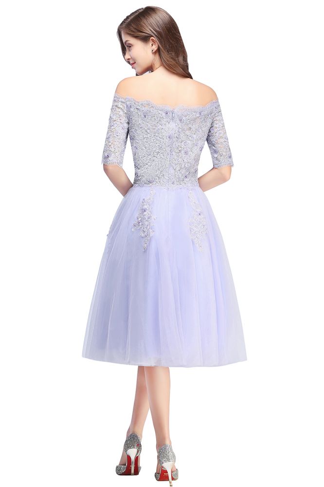 A-Linien-Abschlussballkleid aus Bateau-Tüll mit Applikationen