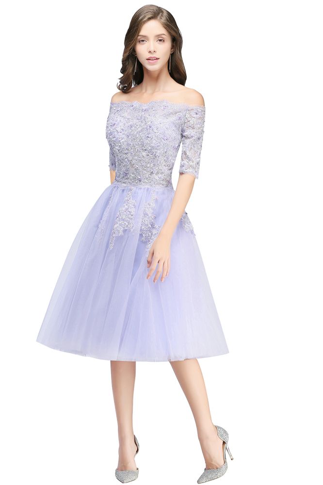A-Linien-Abschlussballkleid aus Bateau-Tüll mit Applikationen