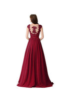 Vestidos de noche de gasa con encaje y corte en A, vestidos de fiesta, vestidos de dama de honor PG274