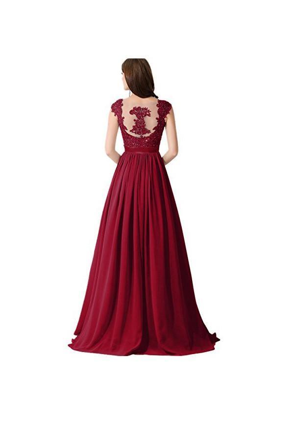 Vestidos de noche de gasa con encaje y corte en A, vestidos de fiesta, vestidos de dama de honor PG274