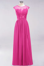 Vestidos de dama de honor de gasa con encaje, joya, sin mangas, hasta el suelo, con apliques