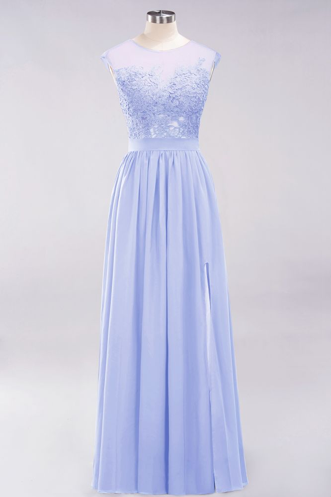 Vestidos de dama de honor de gasa con encaje, joya, sin mangas, hasta el suelo, con apliques