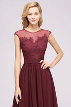Vestidos de dama de honor de gasa con encaje, joya, sin mangas, hasta el suelo, con apliques