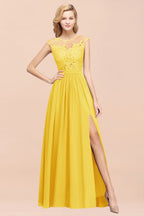 Vestidos de dama de honor de gasa con encaje, joya, sin mangas, hasta el suelo, con apliques