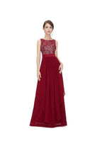 Vestido de noche de gasa con escote redondo y corte en A, vestido de fiesta, vestido de graduación PG269