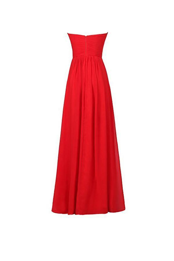 Vestido de noche largo de dama de honor con escote en forma de corazón en gasa, corte A, PG248