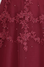 A-Linie, Rundhals, bodenlang, ärmellos, Übergröße, Tüll, appliziert, mit Kristallen
