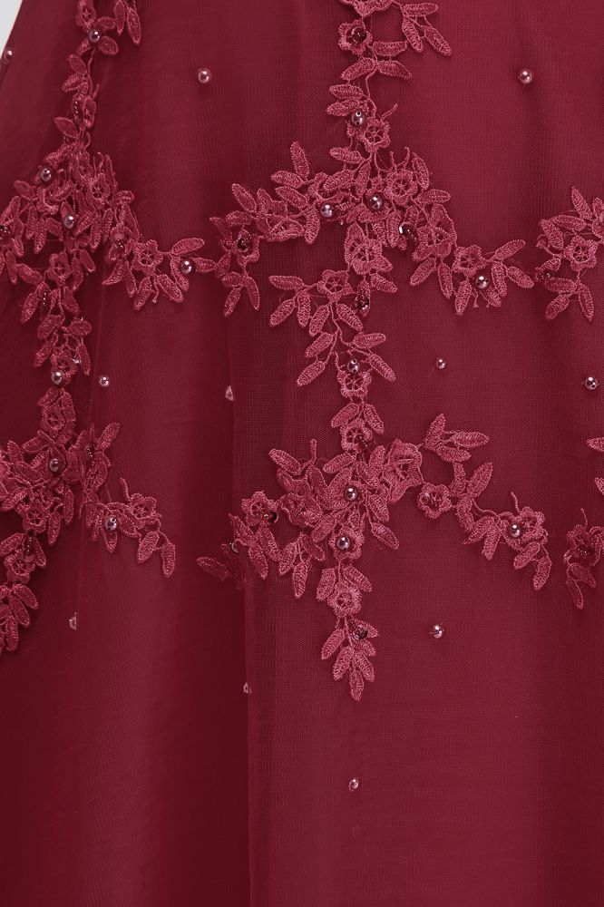 A-Linie, Rundhals, bodenlang, ärmellos, Übergröße, Tüll, appliziert, mit Kristallen