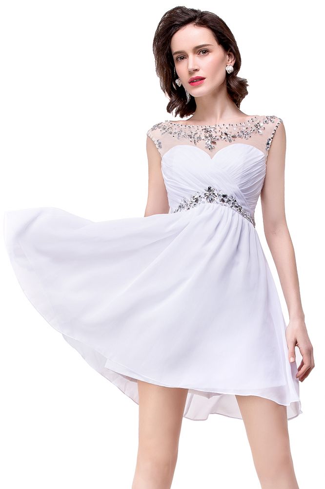 A-Linien-Partykleid aus Chiffon mit Kristallen und Schmucksteinen
