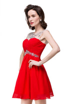 A-Linien-Partykleid aus Chiffon mit Kristallen und Schmucksteinen