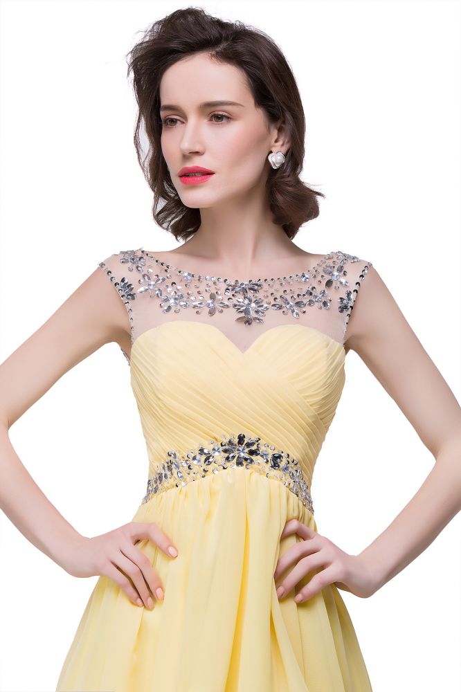 A-Linien-Partykleid aus Chiffon mit Kristallen und Schmucksteinen