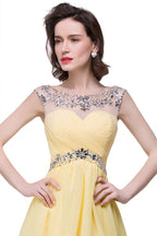 A-Linien-Partykleid aus Chiffon mit Kristallen und Schmucksteinen
