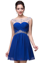 A-Linien-Partykleid aus Chiffon mit Kristallen und Schmucksteinen