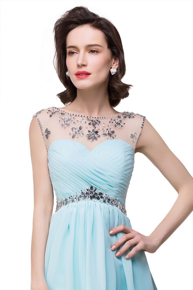 A-Linien-Partykleid aus Chiffon mit Kristallen und Schmucksteinen