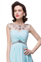 A-Linien-Partykleid aus Chiffon mit Kristallen und Schmucksteinen
