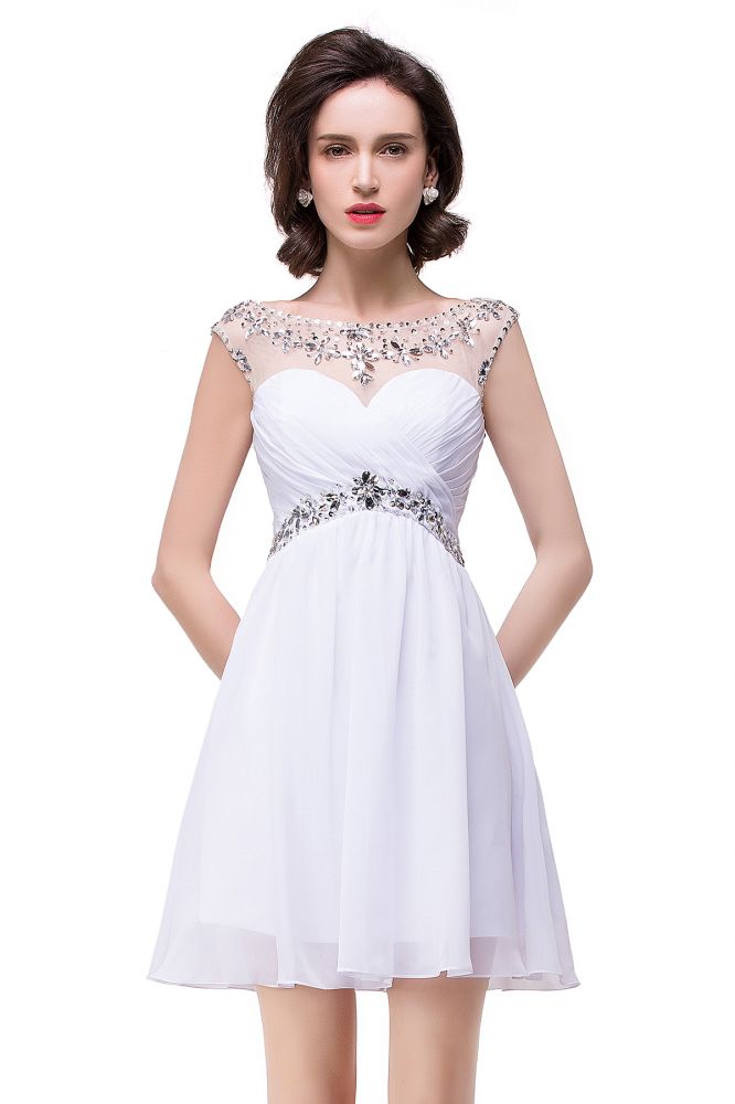 A-Linien-Partykleid aus Chiffon mit Kristallen und Schmucksteinen