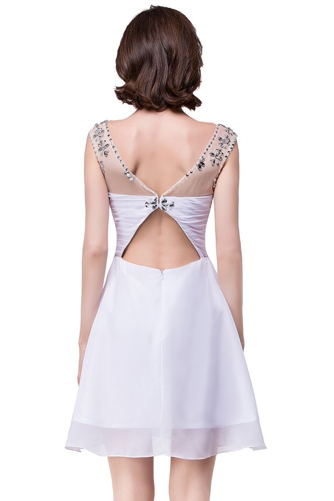 A-Linien-Partykleid aus Chiffon mit Kristallen und Schmucksteinen