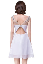 A-Linien-Partykleid aus Chiffon mit Kristallen und Schmucksteinen