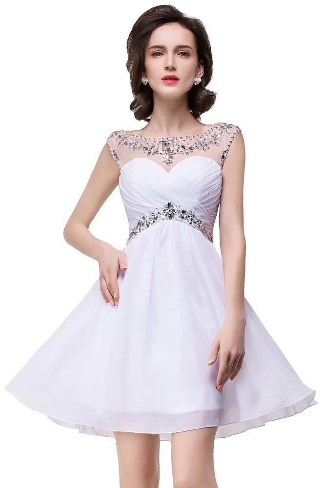 A-Linien-Partykleid aus Chiffon mit Kristallen und Schmucksteinen
