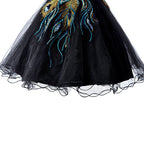 A-Linien-Ballkleid aus Tüll mit Stickereien und Trägern