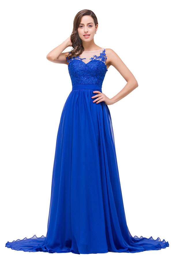 Vestidos de dama de honor de gasa con corte en A y largo hasta el suelo