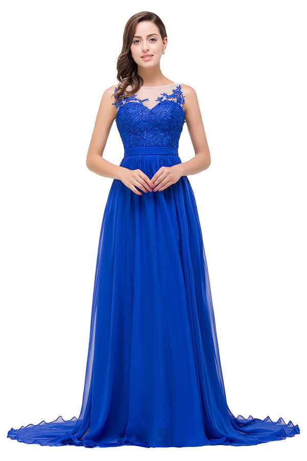 Vestidos de dama de honor de gasa con corte en A y largo hasta el suelo