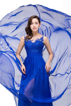 Vestidos de dama de honor de gasa con corte en A y largo hasta el suelo