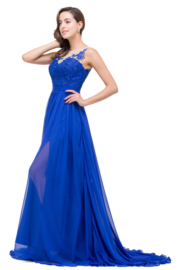 Vestidos de dama de honor de gasa con corte en A y largo hasta el suelo