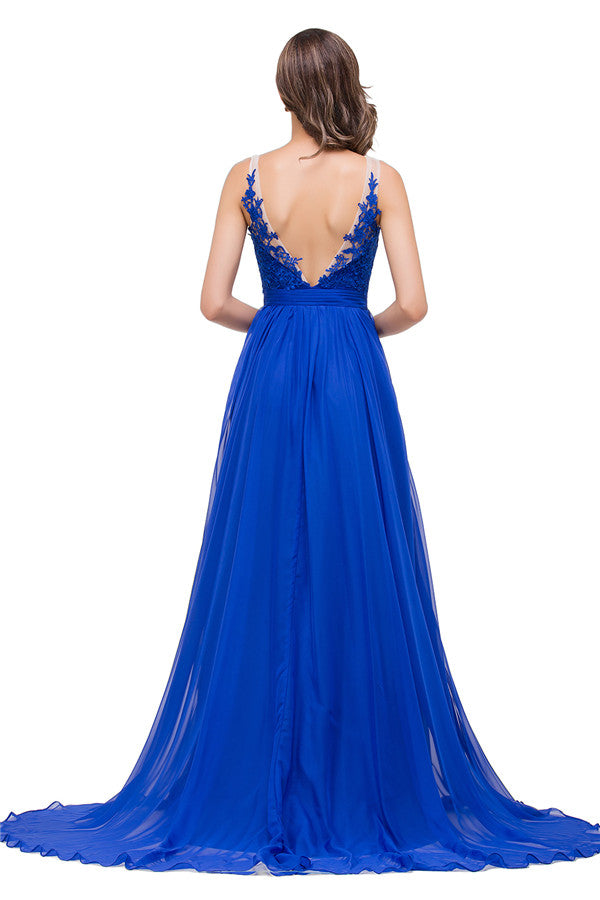 Vestidos de dama de honor de gasa con corte en A y largo hasta el suelo