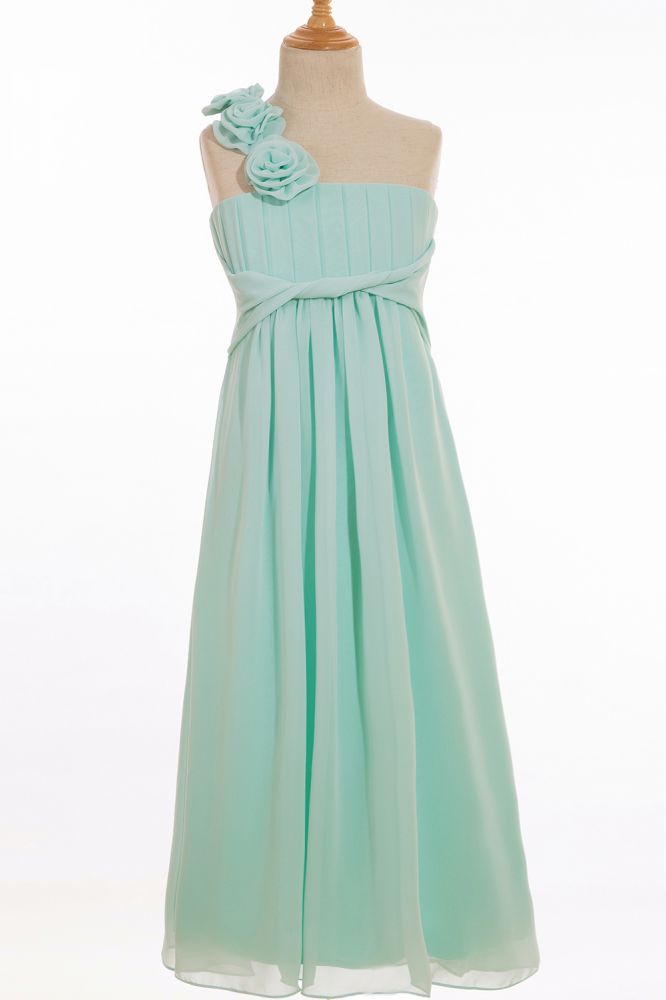 A-Linie Bodenlang One-Shoulder Chiffon Brautjungfernkleider