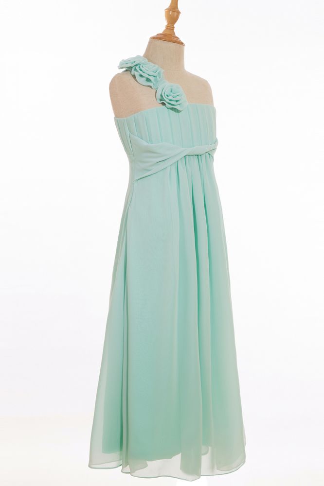 A-Linie Bodenlang One-Shoulder Chiffon Brautjungfernkleider
