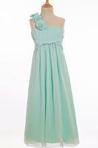 A-Linie Bodenlang One-Shoulder Chiffon Brautjungfernkleider