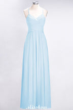 Vestido de dama de honor sin mangas con escote en V, corte A y volantes, vestido de noche con vuelo