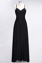 Vestido de dama de honor sin mangas con escote en V, corte A y volantes, vestido de noche con vuelo