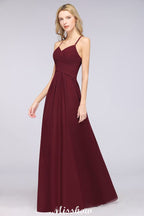 Vestido de dama de honor sin mangas con escote en V, corte A y volantes, vestido de noche con vuelo