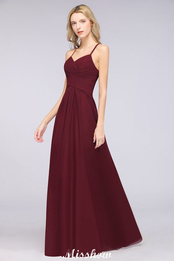 Vestido de dama de honor sin mangas con escote en V, corte A y volantes, vestido de noche con vuelo