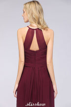 Vestido de dama de honor sin mangas con escote en V, corte A y volantes, vestido de noche con vuelo
