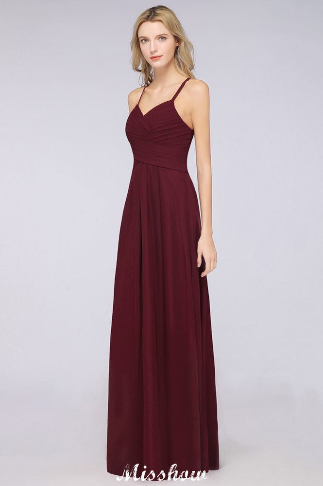 Vestido de dama de honor sin mangas con escote en V, corte A y volantes, vestido de noche con vuelo