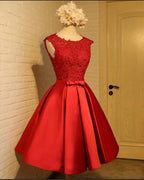 Vestido de fiesta rojo elegante de corte A para regreso a casa, vestido de fiesta corto PD388
