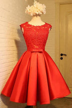 Vestido de fiesta rojo elegante de corte A para regreso a casa, vestido de fiesta corto PD388
