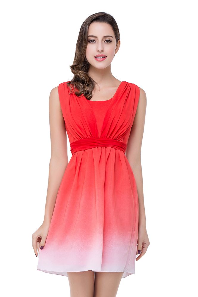 Vestido de dama de honor rojo joya de corte A