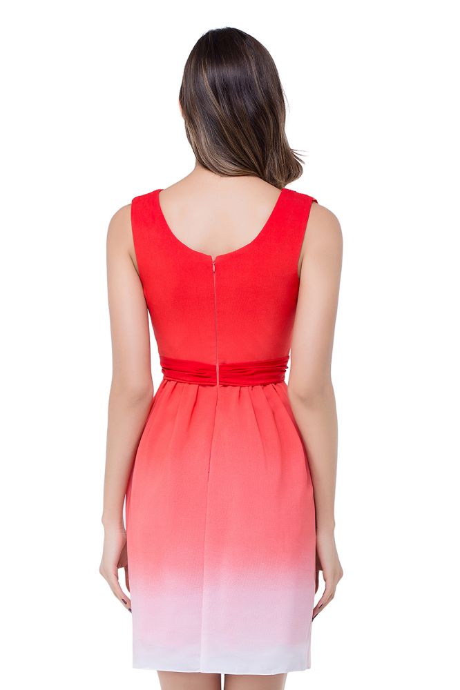 Vestido de dama de honor rojo joya de corte A