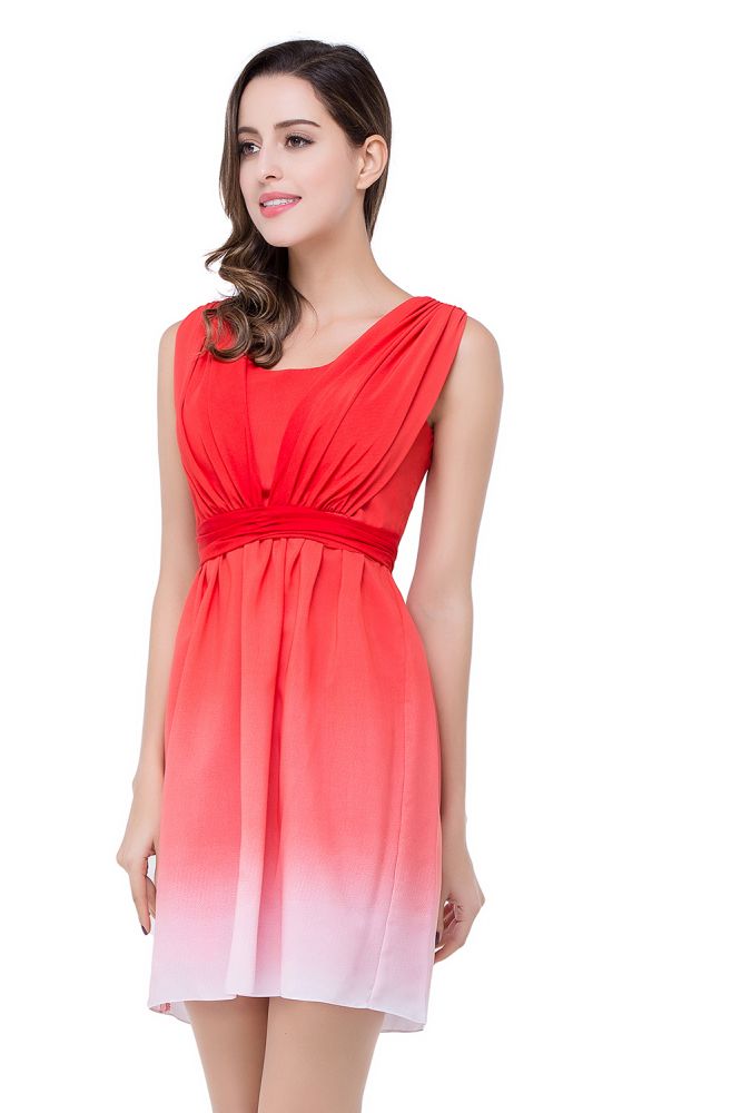 Vestido de dama de honor rojo joya de corte A