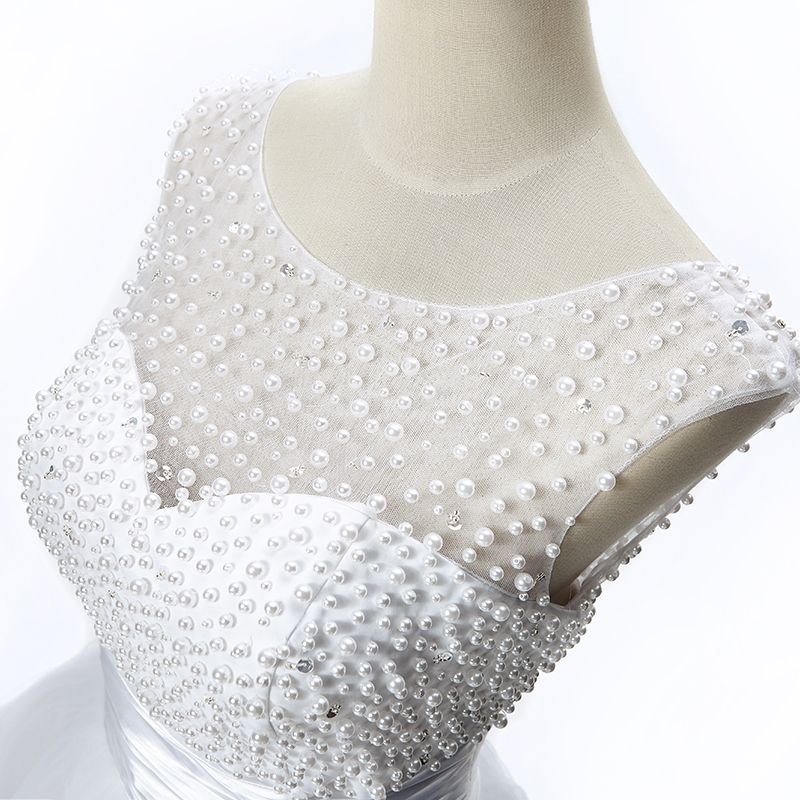 A-Linien-Partykleid aus Tüll mit Juwelen und Perlen